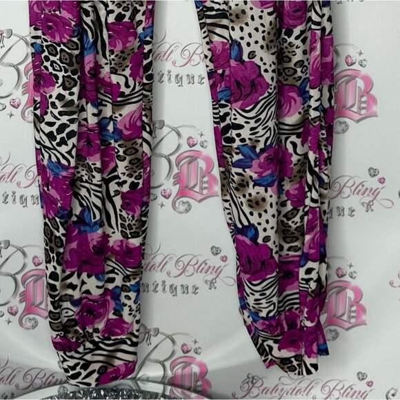 Pants cheetah print zebra floral purple black blue white stretchy jogger hippie - Picture 4 of 6
